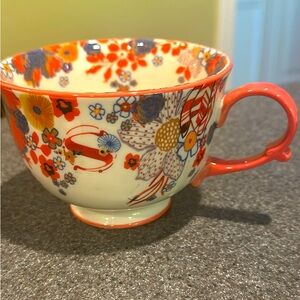Anthropologie Floral Monogram Mug – “S”